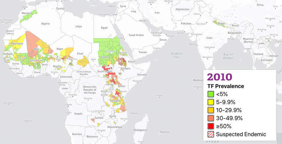Changes in Trachoma prevalence from 2010 to 2020